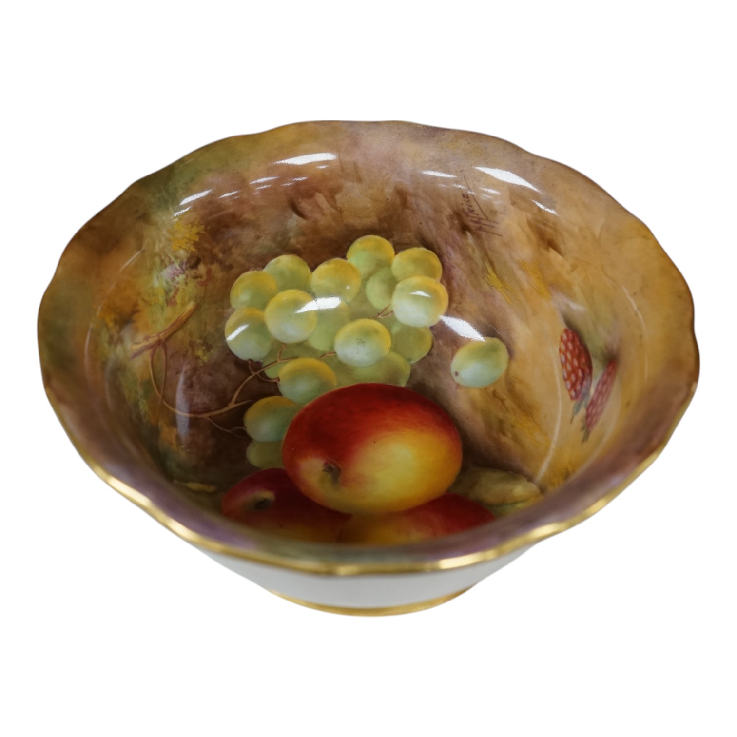 A Royal Worcester fruit painted bowl, signed by Horace Price, 18cm diameter., Condition - good